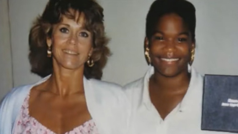 Jane Fonda smiling with Mary Williams