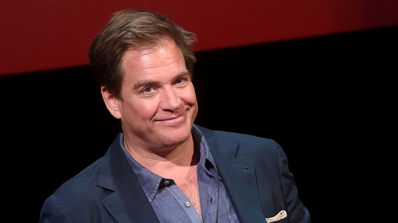 Michael Weatherly smiling at a press event