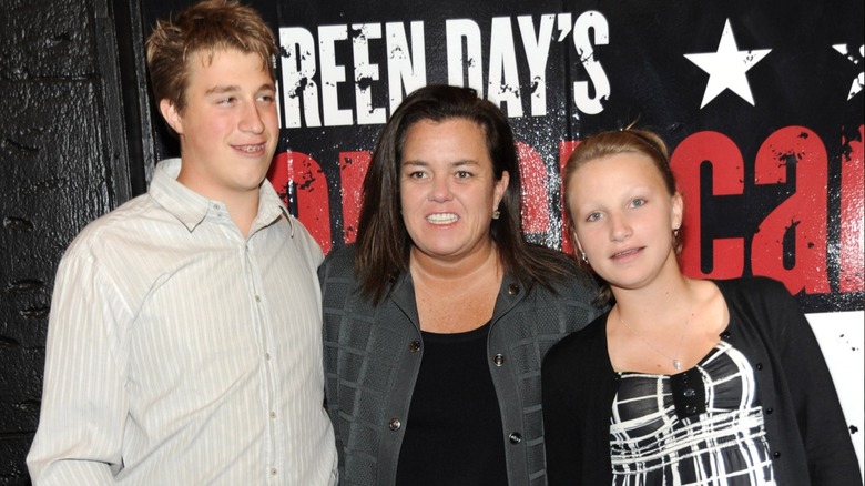 Teenage Chelsea O'Donnell with mom Rosie O'Donnell and brother Parker O'Donnell