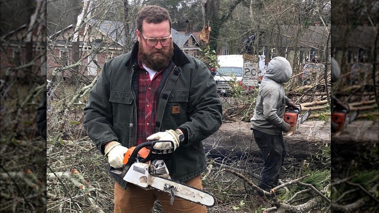 Ben Napier clearing tornado damage