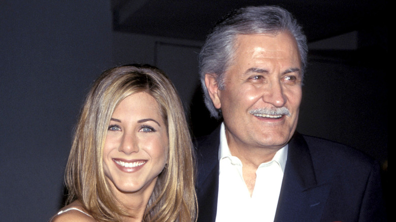 Jennifer and John Aniston smiling 