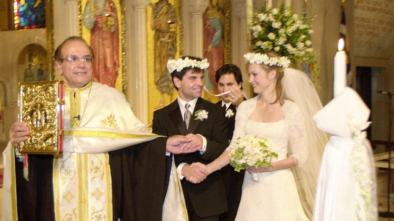 Robert Stephanopoulos officiating the wedding of his son George and wife Ali Wentworth