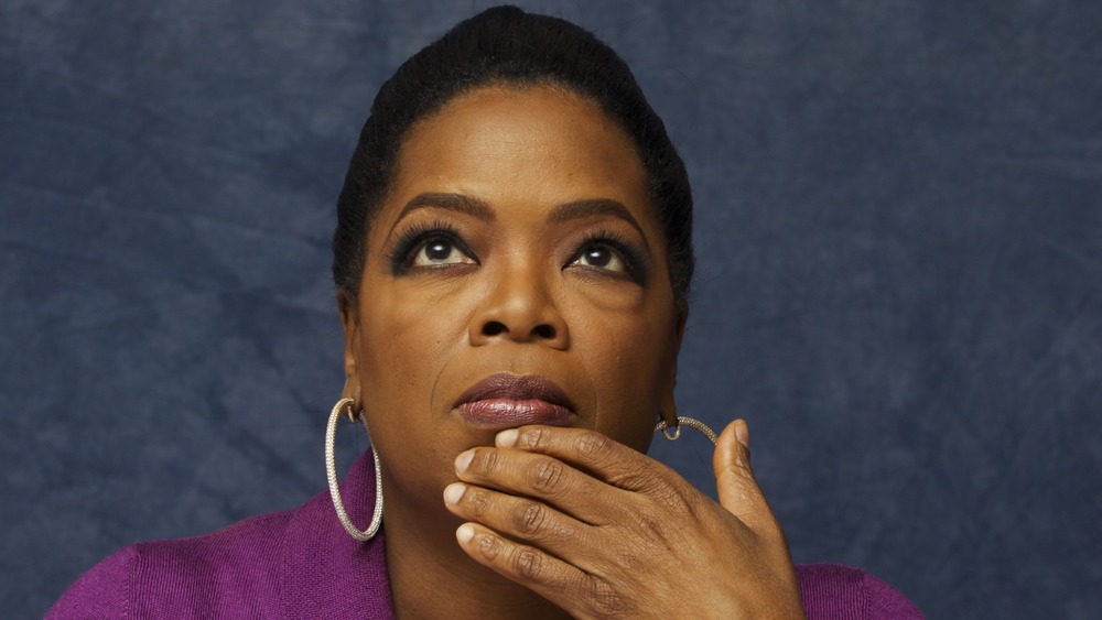 Oprah Winfrey looking up