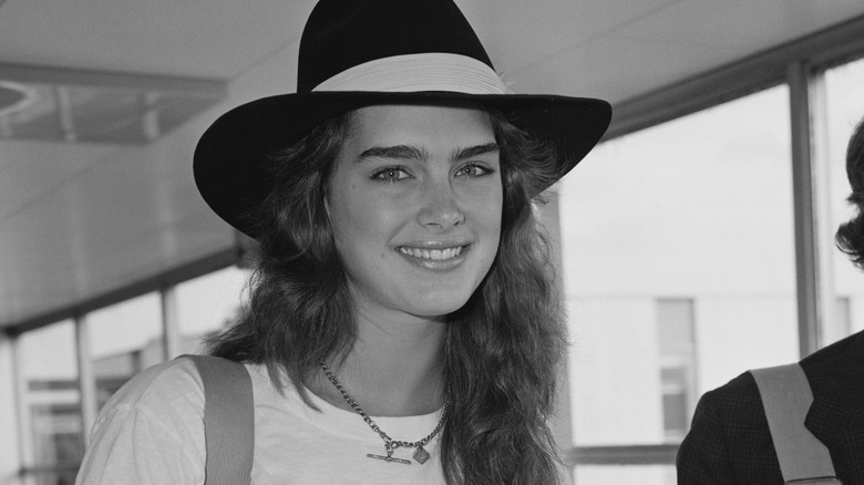 Young Brooke Shields in a hat