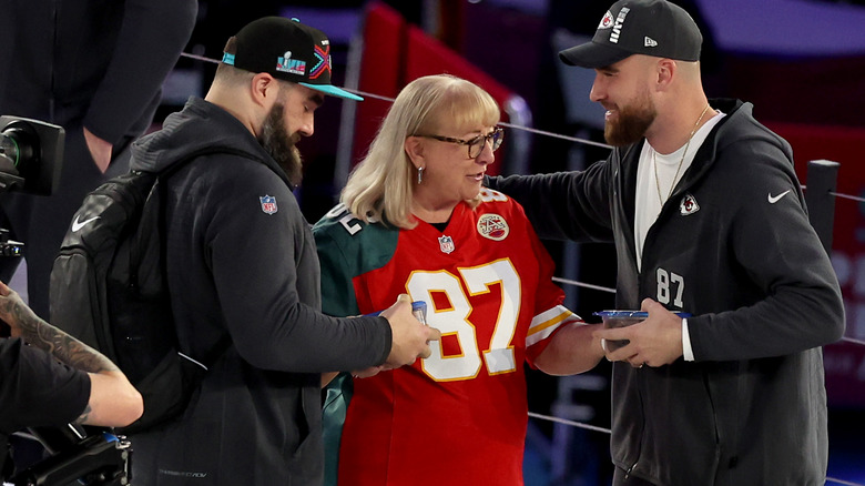 Travis and Jason Kelce with their mom Donna Kelce