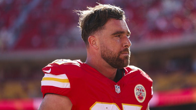 Travis Kelce in his football jersey