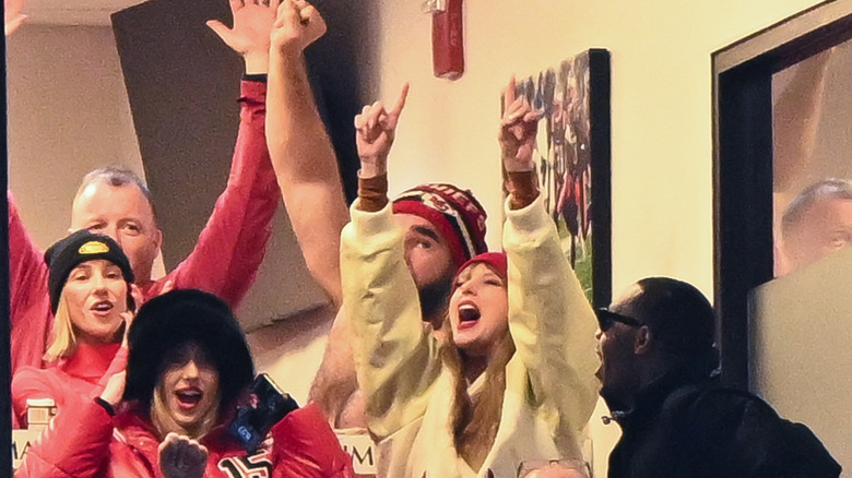 Taylor Swift cheering at Chiefs game