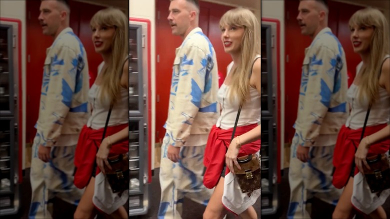 Taylor Swift and Travis Kelce walking together