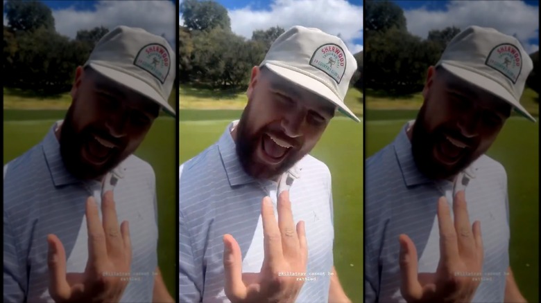 Travis Kelce smiling at the golf course