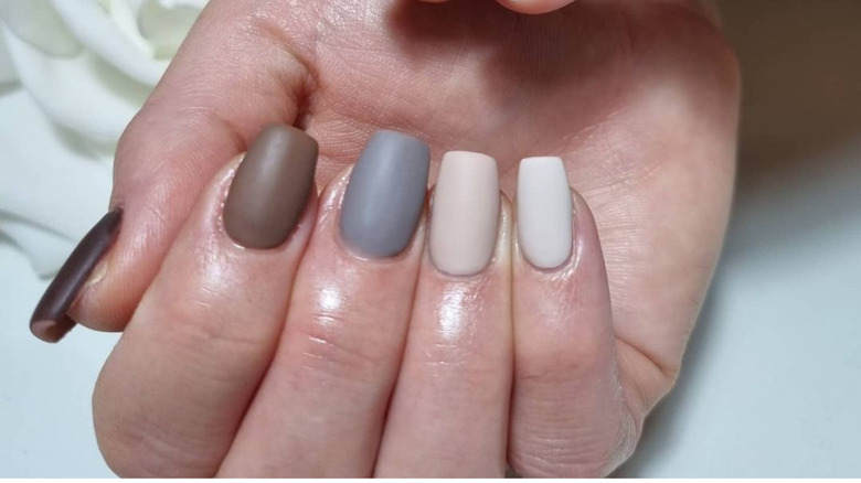 Matte gradient nude nail art design