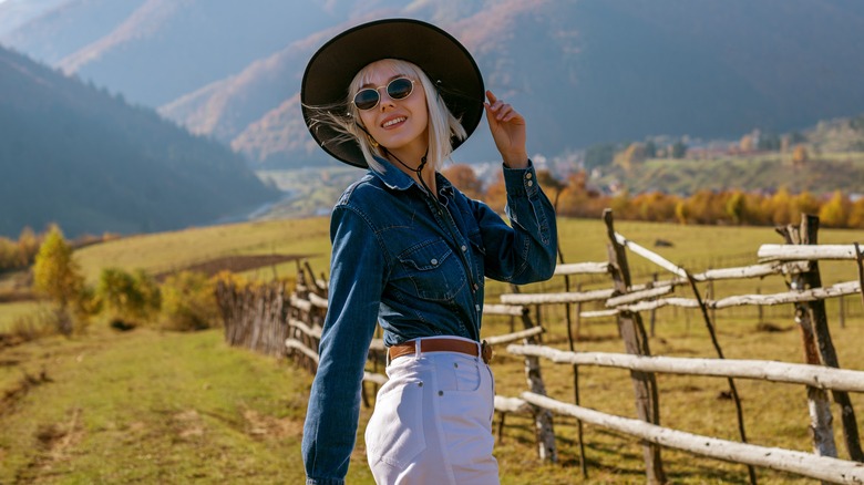 Blonde girl in western attire