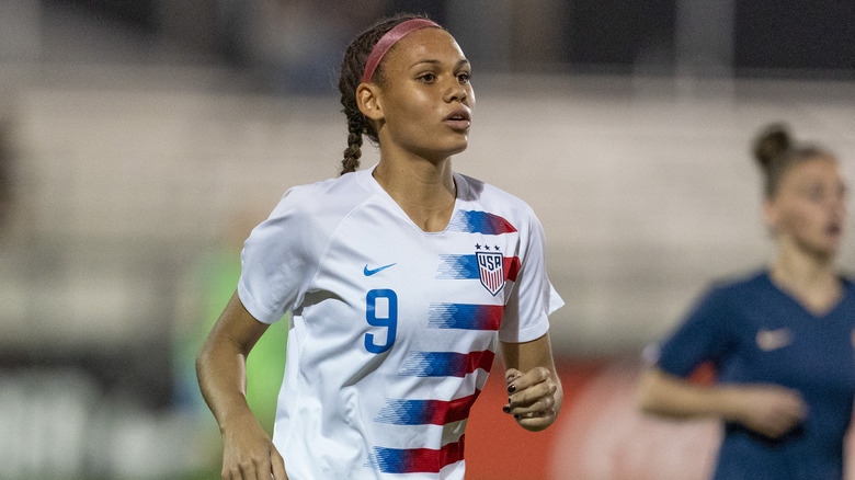 Trinity Rodman playing soccer