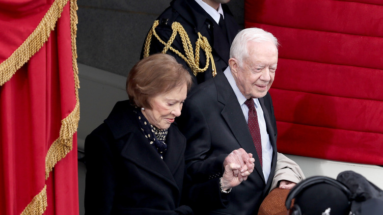 Jimmy Carter and Rosalyn Carter arriving at Donald Trump's inauguration