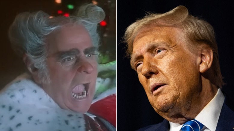 Split image of Mr. Whoville and Donald Trump