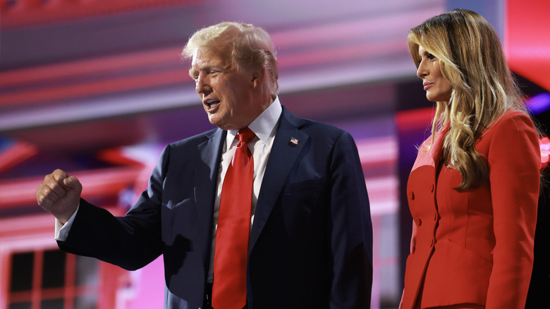 Donald and Melania Trump onstage