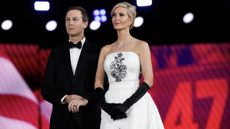 Ivanka Trump posing beside Jared Kushner at the 2015 Liberty Ball