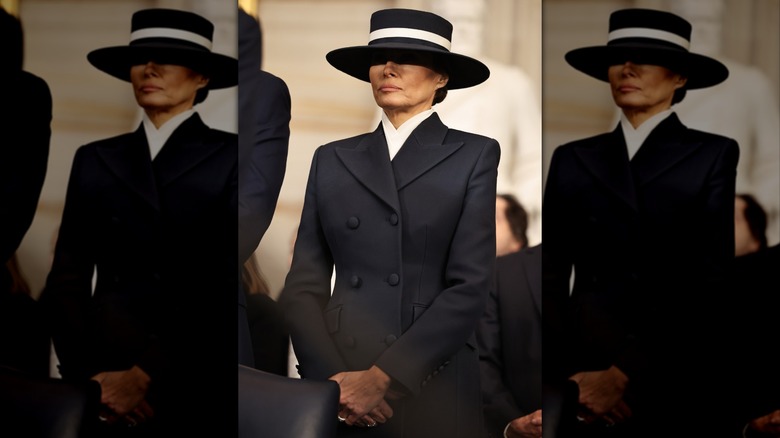 Melania Trump wearing a hat at Donald Trump's 2025 inauguration