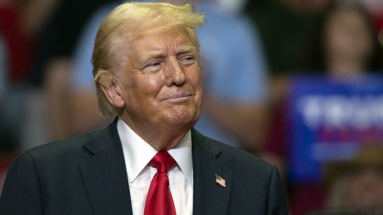 Donald Trump smug smile looking left