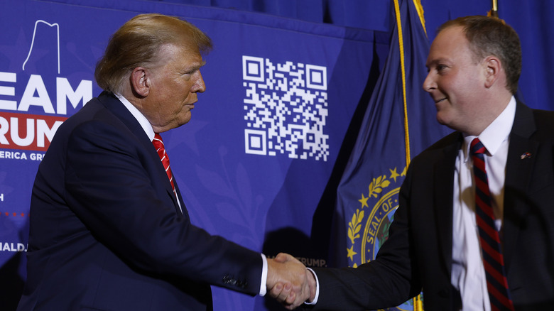 Donald Trump shaking Lee Zeldin's hand