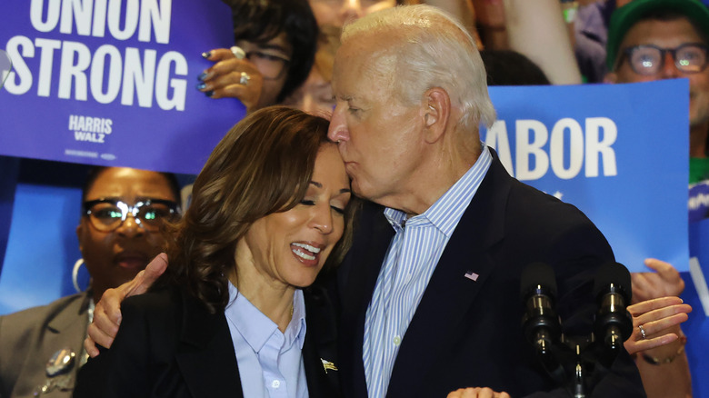 Joe Biden kissing Kamala Harris