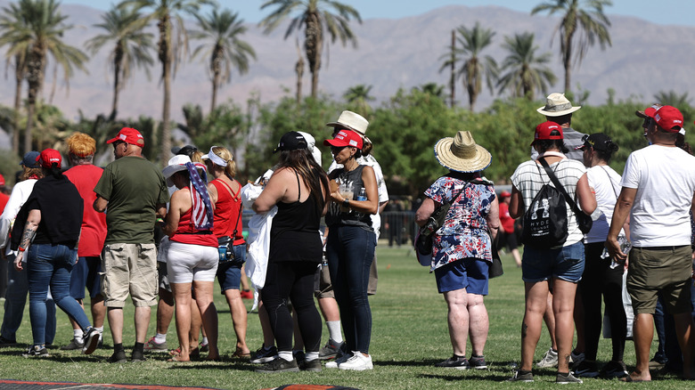 Crowds waiting at Trump campaign rally