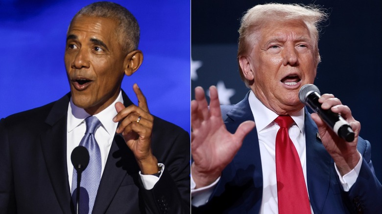 Split image of Barack Obama and Donald Trump