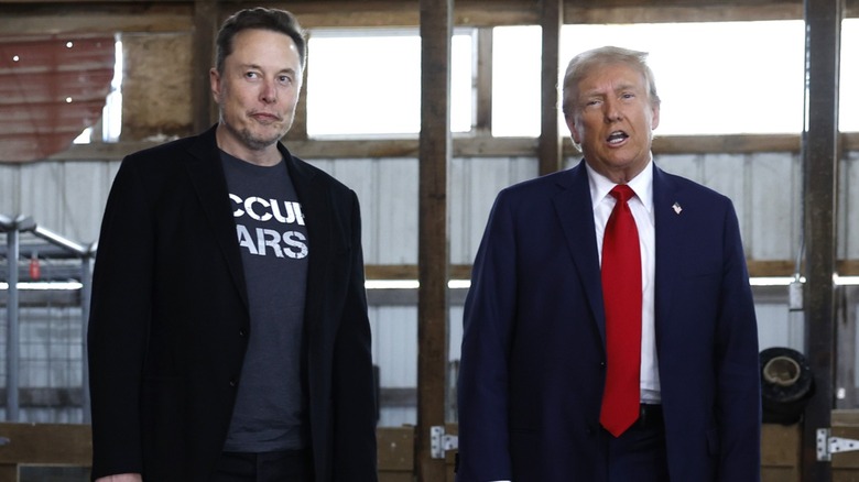 Elon Musk standing next to Donald Trump