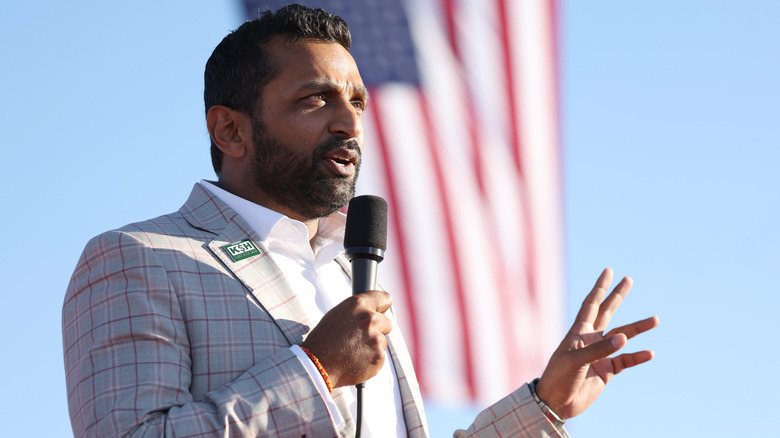 Kash Patel talking at a Trump rally