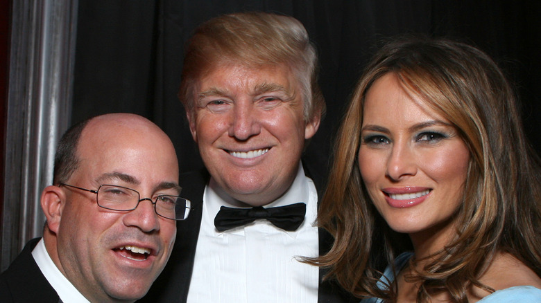 Jeff Zucker, Donald Trump and Melania Trump during Focus Features Golden Globes 