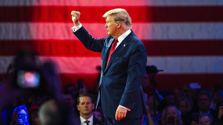 Donald Trump raising his fist