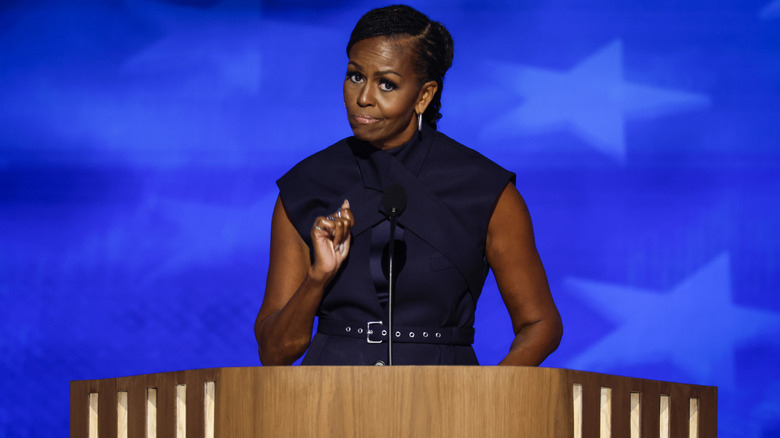 Michelle Obama speaking at the 2024 Democratic National Convention