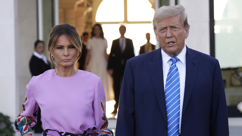 Donald and Melania Trump looking grumpy