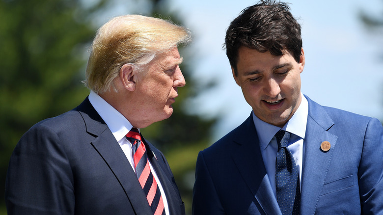 Donald Trump and Justin Trudeau speaking