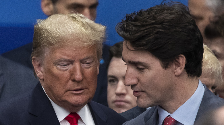 Donald Trump and Justin Trudeau talking