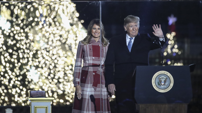 Donald Trump and Melania Trump at a Christmas event