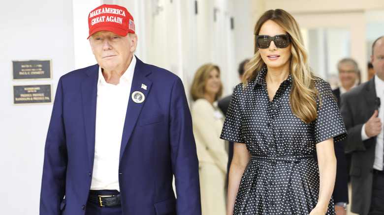 Donald Trump and Melania Trump during Election Day 2024