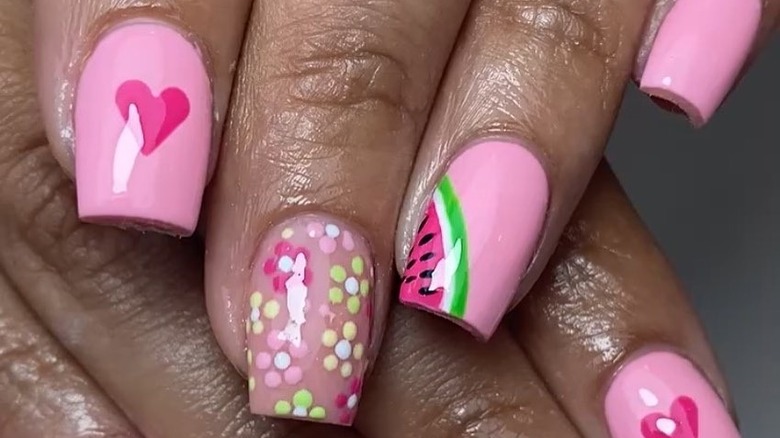 watermelon inspired nails