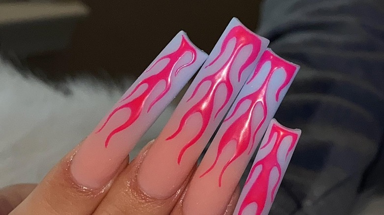 pink flame nails