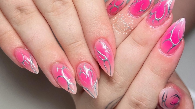 chrome pink nails