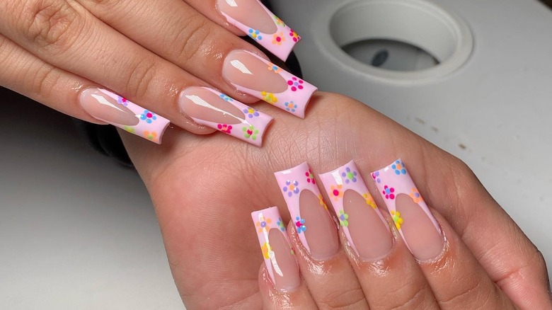 floral french manicure