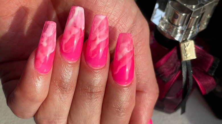 pink jelly marble nails