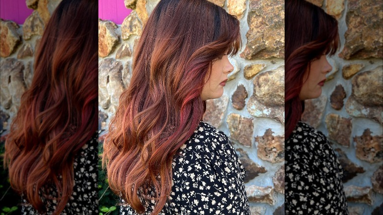 Woman with subtle fruit juice hair color