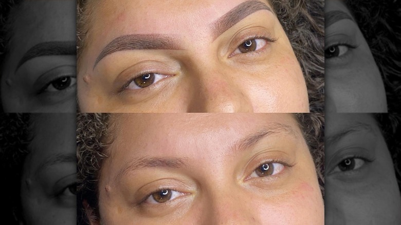 A woman with microshaded brows