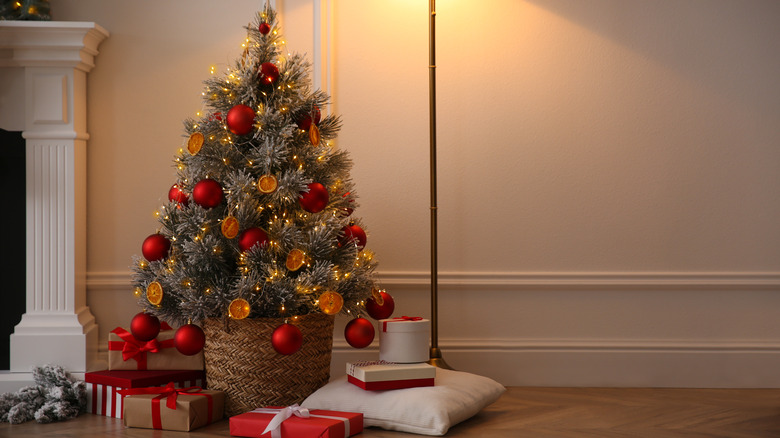 Christmas tree in a basket