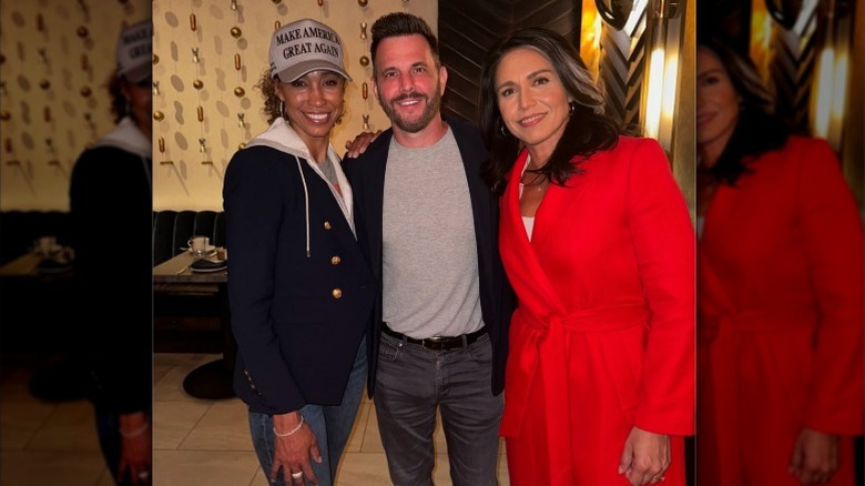 Sage Steele, Dave Rubin, and Tulsi Gabbard pose for a photo together