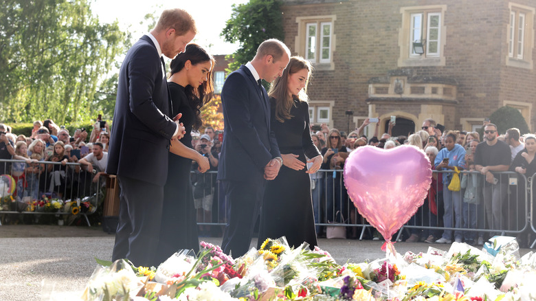 Prince William and Harry at Windsor with Kate and Meghan 