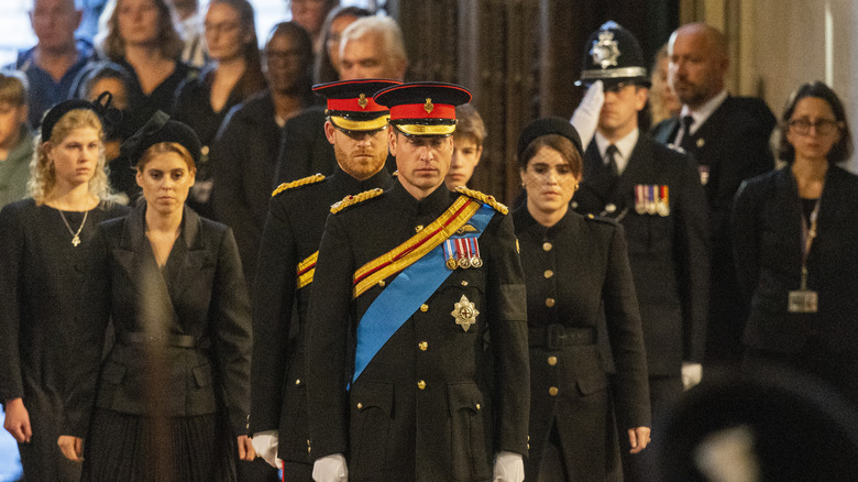 Prince William and Prince Harry with royals 