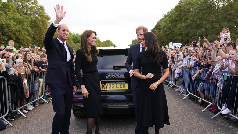 Prince William waving car Harry Meghan Catherine