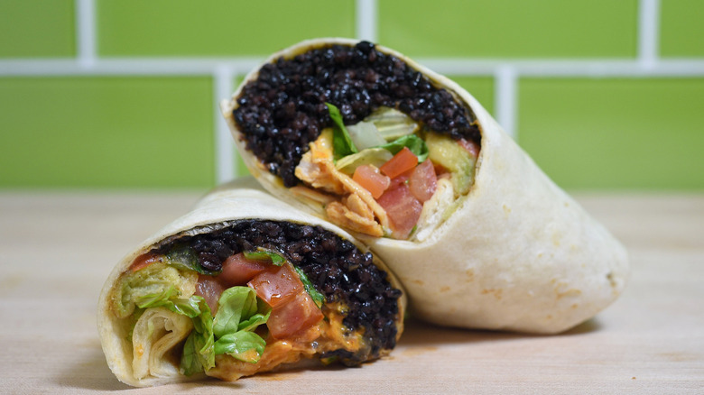 Burritos with black rice and vegetables