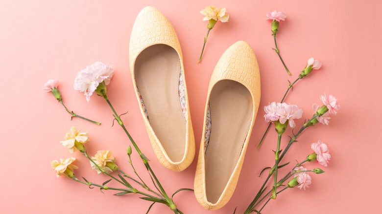 Yellow flats on pink backdrop